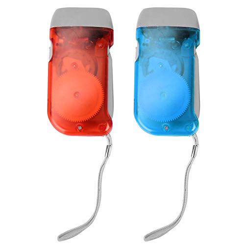 Zer one Outdoor Notfall Taschenlampe Lampe, Mini Tragbare LED Taschenlampe & Multi Nachtlicht, Beruhigendes Leuchten Manuelle Stromerzeugung Aufladen(Rot+Blau) von Zerone