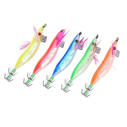 Zerone Kunstköder, 5 Stücke 3D Lebensechte Künstliche Simulation Leuchtfisch Tintenfisch Jigs Hard Fishing Lures Garnelenköder mit Sharp Hook Tail Zerone Kunstköder, 5 Stücke 3D Lebensechte Künstliche Simulation Leuchtfisch Tintenfisch Jigs Hard Fishing Lures Garnelenköder mit Sharp Hook Tail von Zerone