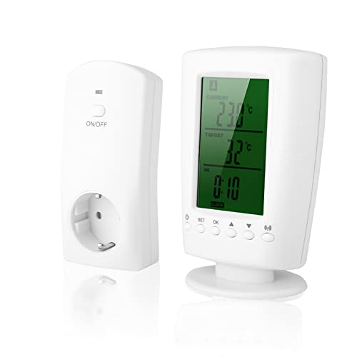 Zerone Steckdose für Zeitschaltuhr des Thermostats ohne Kabel, Temperaturregler programmierbar für die Steckdose von Zerone