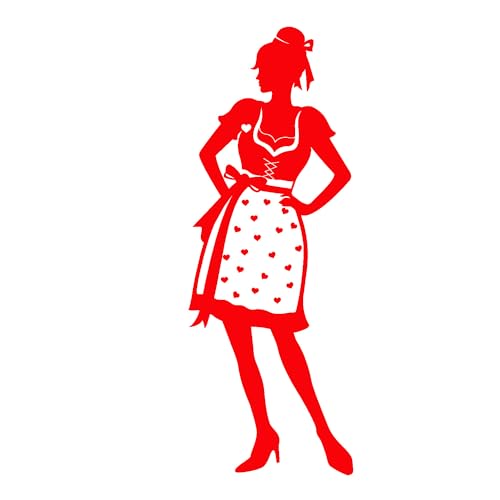 WC-Schild, Toilettenschild "Bayrisch mit Dirndl" selbstklebend, Damen, Rot, L von Zeroos