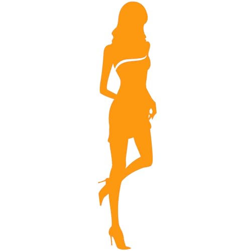 WC-Schild, Toilettenschild "Lady in black" selbstklebend, Damen, Orange, L von Zeroos