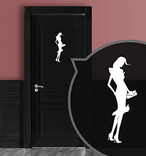 WC-Schild, Toilettenschild "Lady" selbstklebend, Damen, Weiß, L von Zeroos