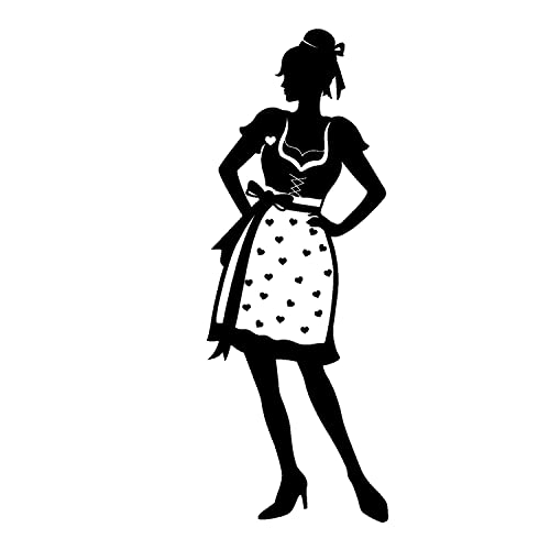 WC-Schild, Toilettenschild "Bayrisch mit Dirndl" selbstklebend, Damen, Schwarz, L von Zeroos