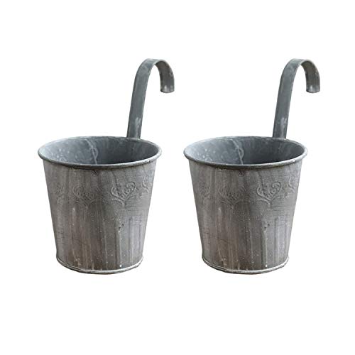 Zerotwo Hängetöpfe Balkon Blumentopf hängend Balkontopf Pflanztopf zum hängen Übertopf zum aufhängen Blume Sukkulentenhalter Container Retro Kunsthandwerk 2er Set (Grau) von Zerotwo