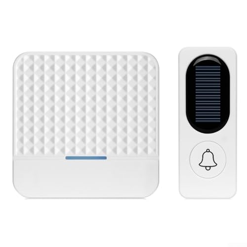 Zeroupshop Solarbetriebene Türklingel 433MHz Funkfrequenz ABS Gehäuse Intelligente Haustürklingel mit Lithium Akku für Großes Haus Büro von zeroupshop