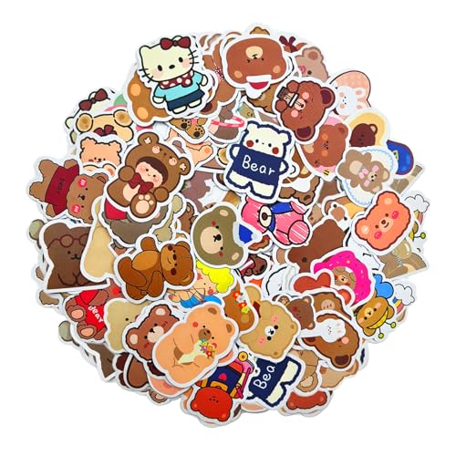 200 Stück Süßer Bär Aufkleber, Cartoons Kleiner Bär, kawaii Kinder Aufkleber für Wasserflasche, Laptop, Telefon, Gepäck, Scrapbook, Skateboard, für Erwachsene, Kinder von Zerquell