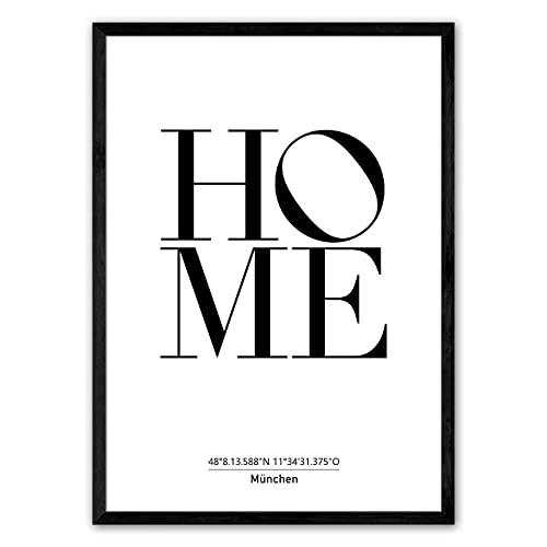 Zertify Personalisiertes HOME Poster mit GPS Koordinaten | Stilvolles Wandbild in Minimalistisches Design | Grösse und Rahmen Optional von PULSE of HOME