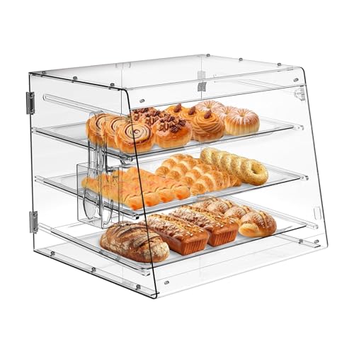 3 Tier klar Bäckerei Vitrine, kommerzielle Countertop Gebäck Display Case, Acryl Kuchen Regal Lagerung Schrank mit 3 Tray und Kuchen servieren Zange für Brot, Donut, Cupcake, 53x43.6x42cm 3 Tier klar Bäckerei Vitrine, kommerzielle Countertop Gebäck Display Case, Acryl Kuchen Regal Lagerung Schrank mit 3 Tray und Kuchen servieren Zange für Brot, Donut, Cupcake, 53x43.6x42cm von Zertylre