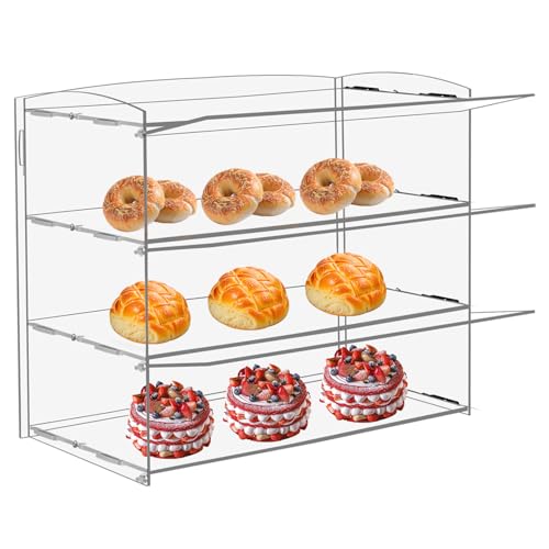 Acryl Bäckerei Vitrine, Gebäck Vitrine, Transparent Brot Kabinett 3 Tier, Acryl Stand für Brot, Keks, Donut, Cupcake für Party, Event, Läden, 49x23x39 cm von Zertylre