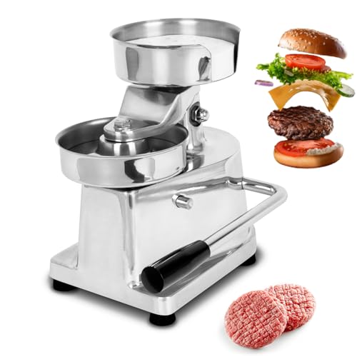 Zertylre Kommerzieller Burgerpresse,13cm Hamburger Patty Maker,mit 500 Blatt Hamburger Antihaftpapier Und Rutschfesten GummifüßEn, Hamburgerpresse Edelstahl,FüR Imbissbuden Und Hamburger Restaurants von Zertylre