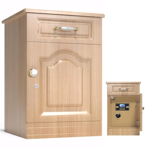 Zertylre Tresor Safe mit Schlüssel,Zahlenschloss,Digitaler Heimtresor mit Alarmanlage, Digital Geldkassette für Zuhause, Geschäft, Büro, Hotel, Geld, Dokumente, Schmuck(Original-Holz) von Zertylre