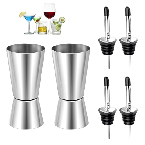 2 Stück Cocktail Messbecher, 2cl & 4cl Dual Spirit Measure Cup Jigger mit 4 Flaschenausgießer, Präzise Skala cl Messbecher Cocktail für Bars Zuhause Hochwertiges Gin Whiskey Alkohol 2 Stück Cocktail Messbecher, 2cl & 4cl Dual Spirit Measure Cup Jigger mit 4 Flaschenausgießer, Präzise Skala cl Messbecher Cocktail für Bars Zuhause Hochwertiges Gin Whiskey Alkohol von ZesNxj