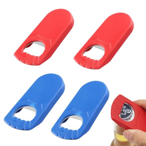 4 Stück Flaschenöffner mit Verschluss, Flaschenöffner Personalisiert, Mode Bottle Opener, Flaschenverschluss Tragbare Bierflaschenöffner für Zuhause Pub Küche Camping (Rot Blau) von ZesNxj