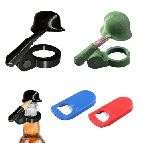 4 Stück Soldatengruß Flaschenöffner mit Verschluß, Wiederverwendbare Bierflaschenverschlüsse im Militärdesign, Edelstahl & Staubschutz für Bier/Trinkflaschen, Deko für Partys & Bars von ZesNxj