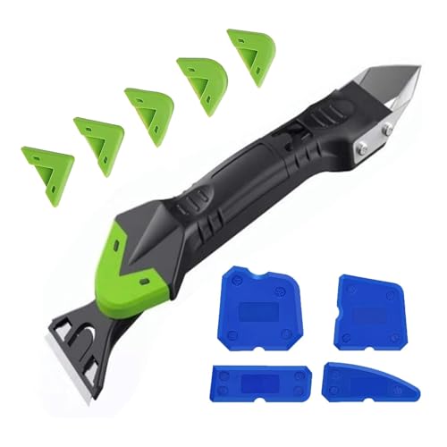 Silikonentferner Werkzeug Set, 4 in 1 Silikonfugenentferner mit Edelstahlkopf & 5 Pads Silikon Abzieher für Küche, Bad, Fliesen, Inkl. Fugenglätter & Ersatzteile, Silikonentferner Werkzeug von ZesNxj