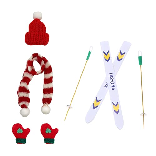 ZesNxj Wichtel Zubehör, Wichtel Zubehör Weihnachten Set, Mini Sportliche Skier Wichtelzubehör, Hut Schal Handschuhe Snowboard Weihnachtswichtel Zubehör für Winterlandschaft Geschenke von ZesNxj