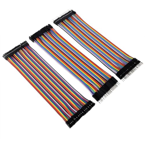 120 Stück Jumper Wire Breadboard Dupont Cable, 40 Pin 3 in 1 Kabelband Männlich Männlich männlich weiblich weiblich trennbare Drähte mehrfarbig für Arduino Prototyping Pi, Kabel 2,54 mm 20 cm von Zescyha