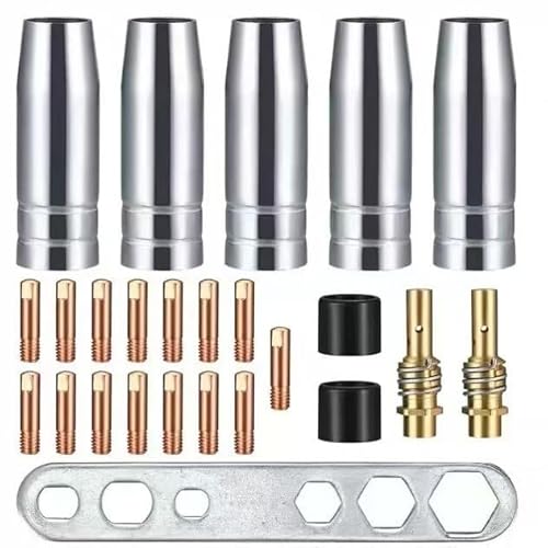 Set mit 25 Kontakt-Bits MIG/MAG MB15 15AK, Zubehör für Schweißbrenner, Verbrauchsmaterialien, 15 x Kontakt-Bits M6 0,8 mm, 4 x konische Gasdüsen, 3 x Düsengriffe, 2 x Isolatoren, 1 x Set mit 25 Kontakt-Bits MIG/MAG MB15 15AK, Zubehör für Schweißbrenner, Verbrauchsmaterialien, 15 x Kontakt-Bits M6 0,8 mm, 4 x konische Gasdüsen, 3 x Düsengriffe, 2 x Isolatoren, 1 x von Zescyha