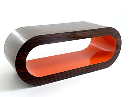 Zespoke Design Mittel Retro Hochglanz Nussbaum Stripey Orange Innen 90cm Reifen Couchtisch/TV-Ständer von Zespoke Design