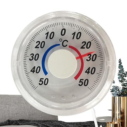 Analoger Thermometer-Fensterleser – transparentes Zifferblatt, Außenglasanzeige | Wandmonitor mit zweifarbiger Skala, einfacher Temperatur-Tracker mit Saughalterung von Zestivra