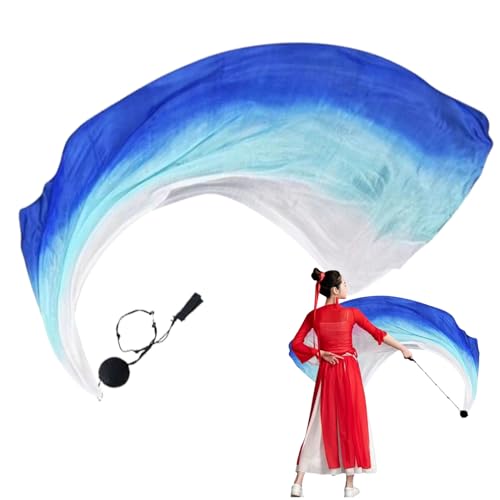 Bunte Seiden -Poi -Flaggen - Tanzstreamer -Schleier, Flow Art Schal | Professioneller allmählicher Farbbauchzubehör, elegante Anbetung Performance Requisite mit Seidenpo -Ball für Praxis Tanzroutinen von Zestivra