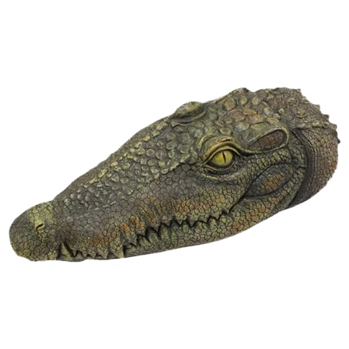 Der lebensechte schwimmende Alligator-Köder – schwimmender Krokodilkopf | realistischer Gatorkopf aus Kunstharz für Pool, Gartendekoration für den Teich | Schrecken Sie Gänse, Enten und Vögel mit von Zestivra