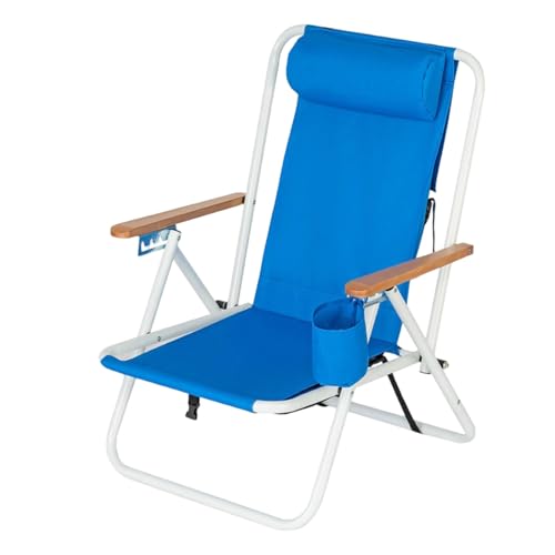Faltbarer Rucksack-Strandstuhl, tragbarer Liegesitz, Outdoor-Reisestuhl, Picknick-Sitzgelegenheit für Erwachsene, leichte Sommerurlaub, Camping-Ausrüstung, bequemer Getränkehalter für Strandausflüge von Zestivra