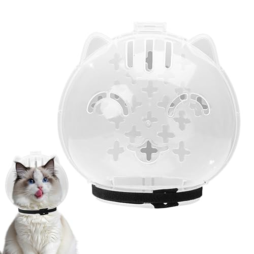 Katzenmaulkorb Haube – Mundabdeckung für Haustiere, Transparente Schutzmaske Atmungsaktiv | Leichtes PVC Kopfteil Design, Luftdurchlässige Struktur mit Haltefunktion für Baden Tierarzt Pflege Reinigun von Zestivra