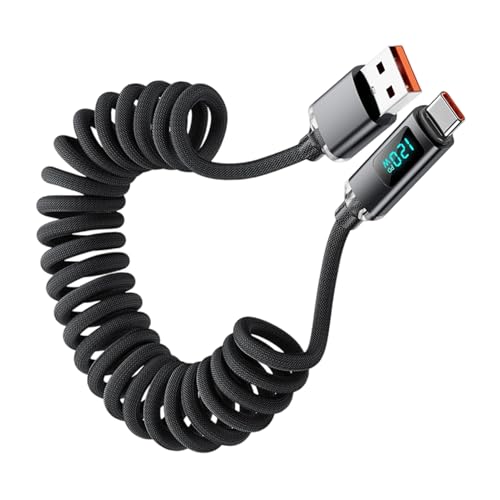 Ladekabel Typ C - 120W Federkabel, Digitalanzeige | Schnellladekabel 1m USB C, Kompakte Robuste Datenleitung mit Flexibler Zuverlässiger Konstruktion für Universität Auto Arbeitsplatz Zuhause Gym Ladekabel Typ C - 120W Federkabel, Digitalanzeige | Schnellladekabel 1m USB C, Kompakte Robuste Datenleitung mit Flexibler Zuverlässiger Konstruktion für Universität Auto Arbeitsplatz Zuhause Gym von Zestivra