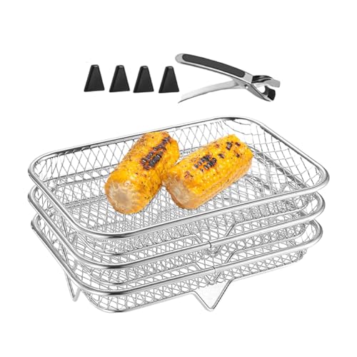 Luftfritteusen-Rack – stapelbarer Dörratationsständer aus Edelstahl mit 3-stufigem Mesh-Design, vielseitiges Küchenzubehör zum Dampfen, Trocknen und Kühlen Luftfritteusen-Rack – stapelbarer Dörratationsständer aus Edelstahl mit 3-stufigem Mesh-Design, vielseitiges Küchenzubehör zum Dampfen, Trocknen und Kühlen von Zestivra