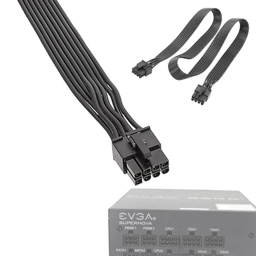 Modulares VGA-Kabel – 8-poliges GPU-Kabel auf 6 + 2 Pins, Flachleitungsverlängerungsdraht für PCIE-Konfiguration | Ersatz des Stromanschlusses der Po-Grafikkarte von Zestivra