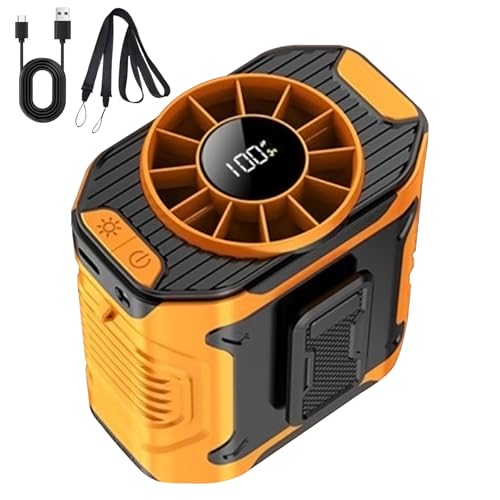 Persönlicher wiederaufladbarer Gürtelventilator – Ventilator mit 100 Geschwindigkeiten, Reise-Kühlgerät | USB-Aufladung des Akkus mit 5000 mAh, lange Lebensdauer, schnell Luft unter V von Zestivra