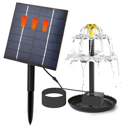 Solarvogelbad - Solarwasserpumpe Kit, Gartenbrunnen Mit Mehrschichtem Wasserspray -Design | Tragbares Solarbetriebenes Brunnenpumpenvogelfreundlicher Wasser -Wasser -Merkmal Für Außenbereiche Des Pati von Zestivra
