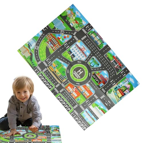 Zestivra Auto Spielmatte - Kinder Verkehrs Teppich, Pädagogischer Straßenplan Tepich | Rutschfester Spielzimmer Teppch, Waschbarer Stadtteppich mit Parkplatz Design für Spielzeugautos, und Mädchen Zestivra Auto Spielmatte - Kinder Verkehrs Teppich, Pädagogischer Straßenplan Tepich | Rutschfester Spielzimmer Teppch, Waschbarer Stadtteppich mit Parkplatz Design für Spielzeugautos, und Mädchen von Zestivra