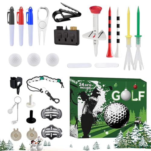 Zestivra Countdown Kalender,24 Weihnachtsadventskalender Mit Golfbällen Und Tees - Sportzubehör Mit Ballmarker Für Vatertag Geburtstag Party Geschenk Für Vater Ehemann Freund von Zestivra