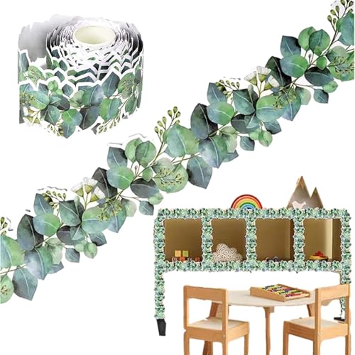 Zestivra Eukalyptus-Pinnwand-Bordüre, dekorative Klassenzimmer-Aufkleber, Pflanzenblätter, Bordüre, Dekoration für Grundschule, Kindergarten von Zestivra