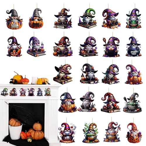 Zestivra Halloween Countdown Kalender Mit Anhängern - 24 Tage Countdown Ornament 2D Acryl Halloween Deko Für Baum Innenbereich Geisterhaus Kamin von Zestivra