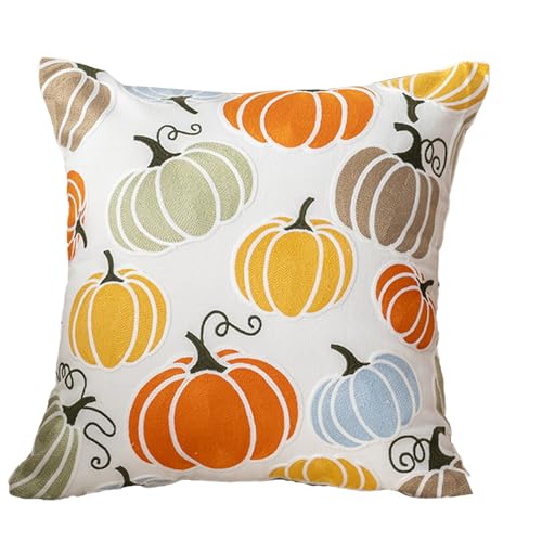 Zestivra Kürbis-Kissenbezüge, Halloween-Kissenbezüge, 43,2 x 43,2 cm, saisonaler Kissenbezug mit Reißverschluss, für Schlafzimmer, Couch, Sofa, Innen- und Außendekoration von Zestivra