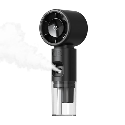 Zestivra Tragbarer Ventilator – Ventilator mit Zerstäuber und digitaler Anzeige – Mini-Kühlventilator mit digitaler Anzeige und Zerstäuber für Reisen, Camping, drinnen – Verwendung von Zestivra