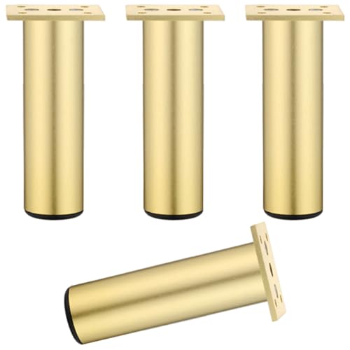 Möbelfüße Gold, Möbelfüße Verstellbar 4 Stück Möbelbeine Metall Tischbeine Outdoor Tischfüße Sofa Füße Sockelfüße Höhe: 5-35cm Bank Füße für Möbelfüsse Bettfüße Stühle mit 16 Schrauben 12cm/4.7" von ZestomZ