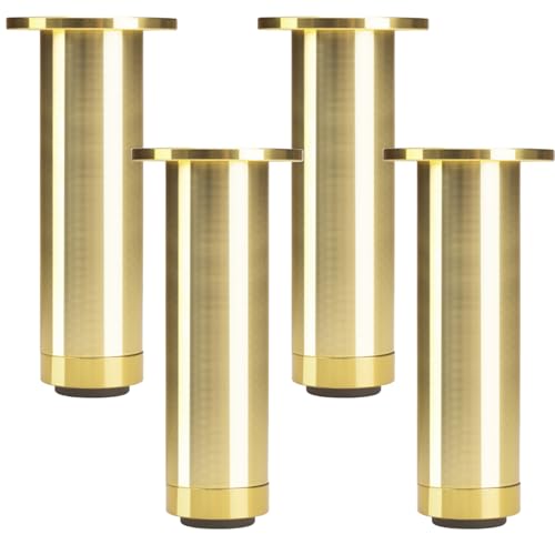 Möbelfüße Gold, Möbelfüße Verstellbar 4 Stück Möbelbeine Metall Tischbeine Outdoor Tischfüße Sofa Füße Sockelfüße Höhe: 8-30cm Bank Füße für Möbelfüsse Bettfüße Stühle mit 12 Schrauben 25cm/9.8" von ZestomZ