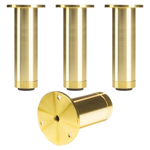 Möbelfüße Gold, Möbelfüße Verstellbar 4 Stück Möbelbeine Metall Tischbeine Outdoor Tischfüße Sofa Füße Sockelfüße Höhe: 8-30cm Bank Füße für Möbelfüsse Bettfüße Stühle mit 12 Schrauben 12cm/4.7" von ZestomZ