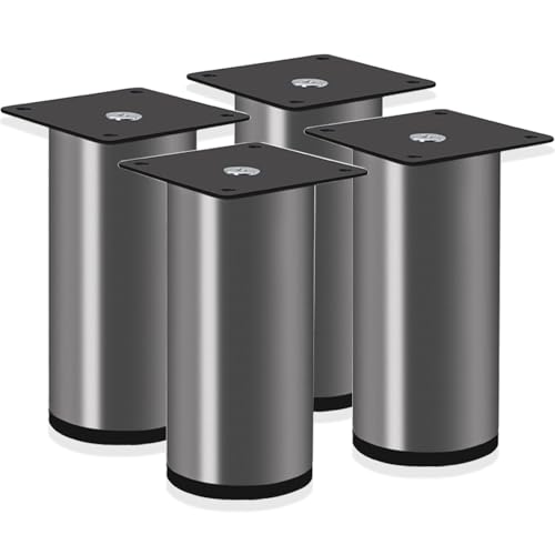 Möbelfüße Metall, Möbelfüße Edelstahl 4 Stück Möbelbeine Tischbeine Esstisch Tischfüße Schwarze Perle Tischbeine Couchtisch Sofafüße Höhe: 3-20cm für Bank Füße Schrankfüße mit Schrauben 12cm/4.7" von ZestomZ