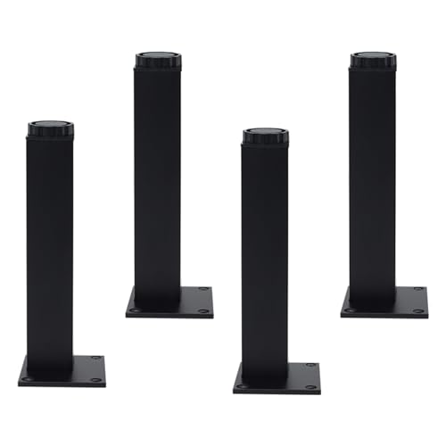 Möbelfüße Schwarz, Möbelfüße Verstellbar 4 Stück Möbelbeine Metall Tischbeine Outdoor Tischfüße Sofa Füße Sockelfüße Höhe: 5-30cm für Bank Füße Möbelfüsse Bettfüße Stühle mit 16 Schrauben 10cm/4" von ZestomZ