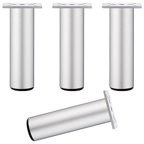 Möbelfüße Silber, Möbelfüße Verstellbar 4 Stück Möbelbeine Metall Tischbeine Outdoor Tischfüße Sofa Füße Sockelfüße Höhe: 5-35cm für Bank Füße Möbelfüsse Bettfüße Stühle mit 16 Schrauben 12cm/4.7" von ZestomZ