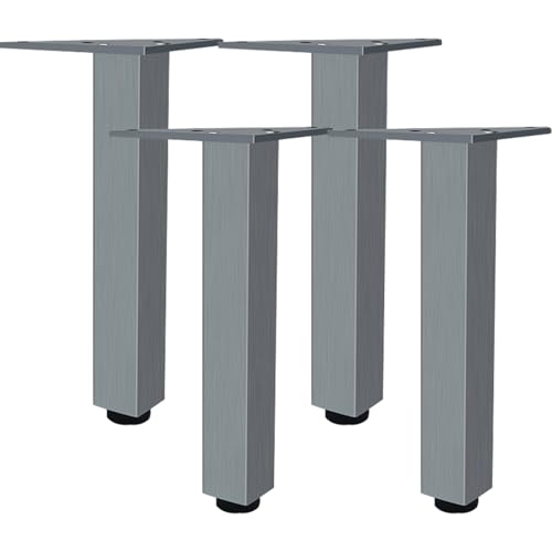 Möbelfüße Verstellbar, Möbelfüße Grau Möbelbeine Metall Tischbeine Couchtisch Tischbeine Outdoor Aluminiumlegierung Sofafüße Höhe: 6-40cm Bank Füße Sockelfüße Schrankfüße Couch 4 Stück 25cm/9.8" von ZestomZ