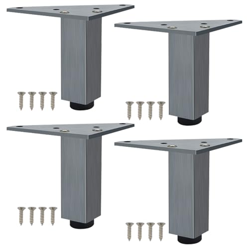 Möbelfüße Verstellbar, Möbelfüße Grau Möbelbeine Metall Tischbeine Couchtisch Tischbeine Outdoor Aluminiumlegierung Sofafüße Höhe: 6-40cm Bank Füße Sockelfüße Schrankfüße Couch 4 Stück 12cm/4.7" von ZestomZ
