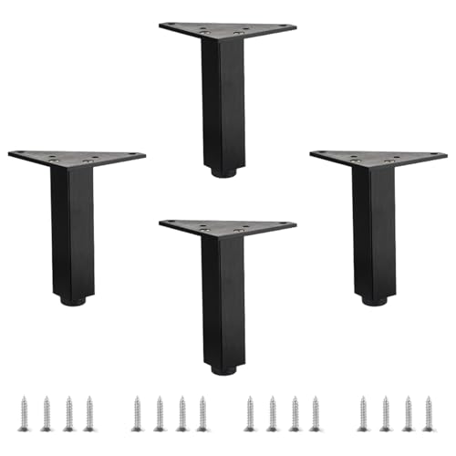 Möbelfüße Verstellbar, Möbelfüße Schwarz Möbelbeine Metall 4 Stück Möbelfüsse Tischfüße Couchtisch Tischbeine Outdoor Aluminiumlegierung Sofafüße Höhe: 6-40cm Bank Füße Sockelfüße Schrankfüße 8cm/3.1" von ZestomZ