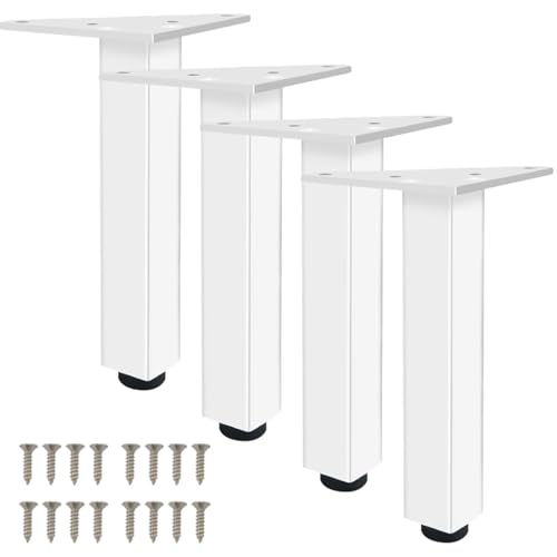 Möbelfüße Verstellbar, Möbelfüße Weiß Möbelbeine Metall Tischbeine Couchtisch Tischbeine Outdoor Aluminiumlegierung Sofafüße Höhe: 6-40cm Bank Füße Sockelfüße Schrankfüße Esstischbeine 4 Stück 18cm/7" von ZestomZ