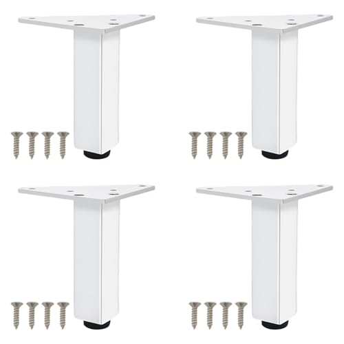 Möbelfüße Verstellbar, Möbelfüße Weiß Möbelbeine Metall Tischbeine Couchtisch Tischbeine Outdoor Aluminiumlegierung Sofafüße Höhe: 6-40cm Bank Füße Sockelfüße Schrankfüße Esstischbeine 4 Stück 10cm/4" von ZestomZ